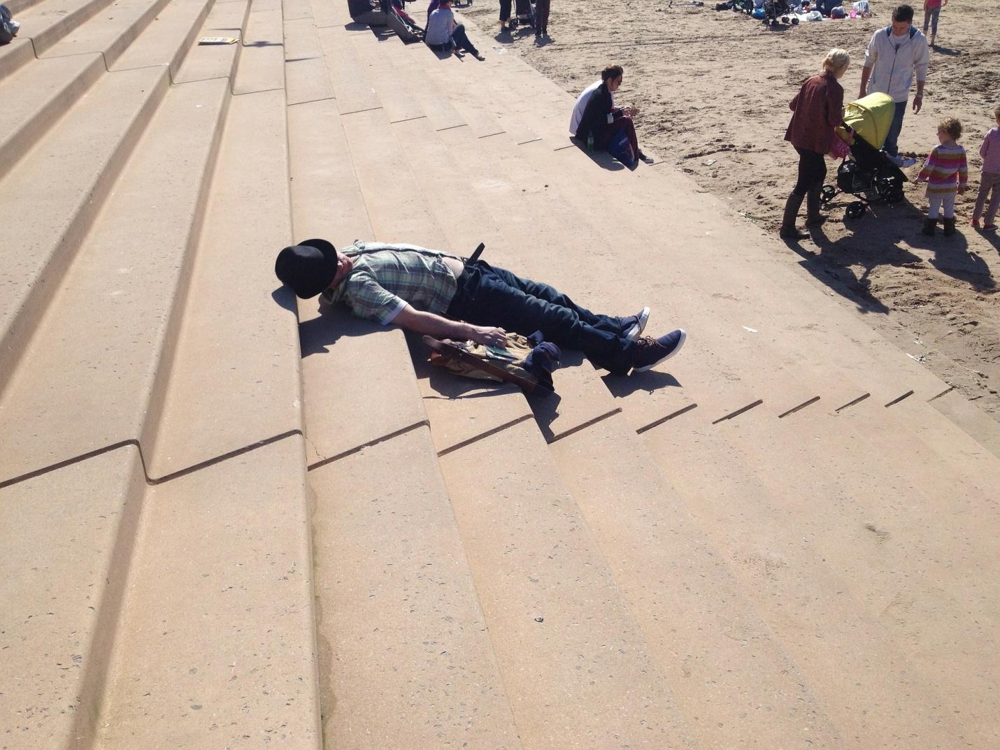 Emergency on Stairs Near Beach