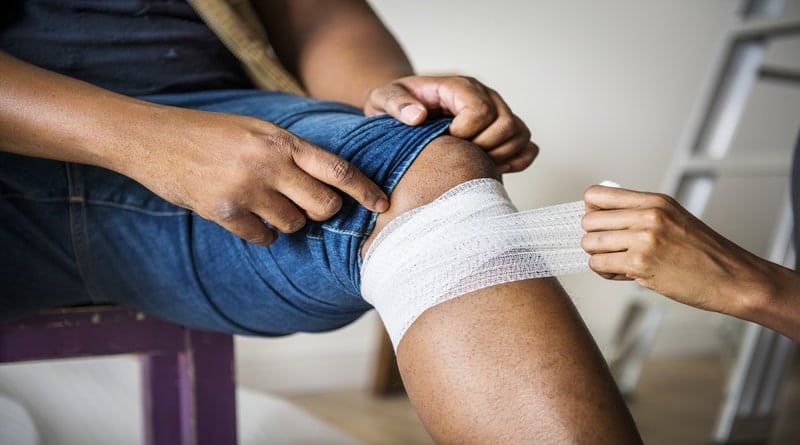 Knee Injury With Bandage