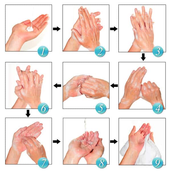 9 steps to instruct someone to wash their hands