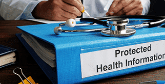 A doctor going through protected health information
